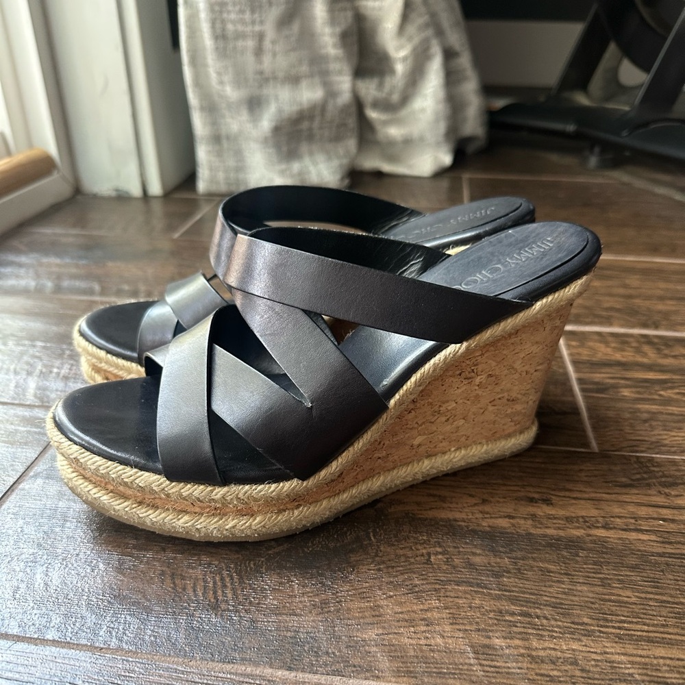 Jimmy Choo Prisma Vachetta Cork Wedge Sandals